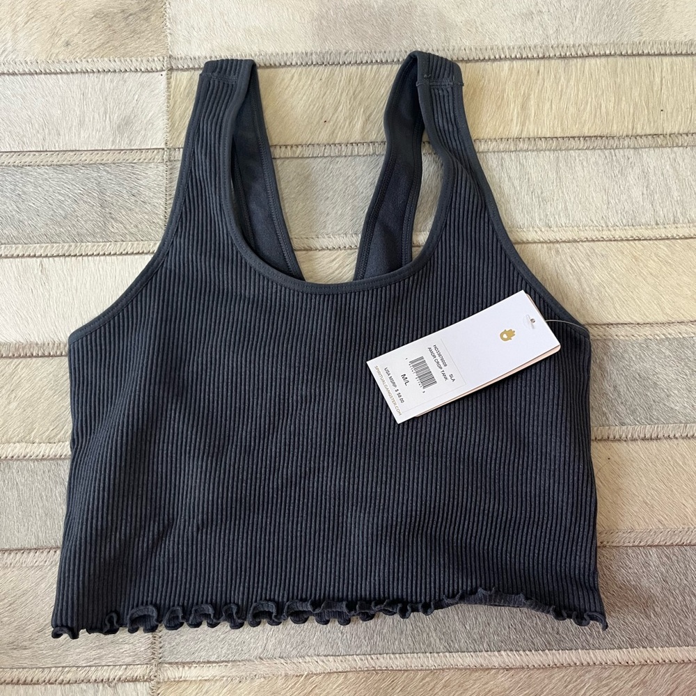 Spiritual Gangster Armor Tank Slate  | Ribbed crop yoga top  | Size M/L |